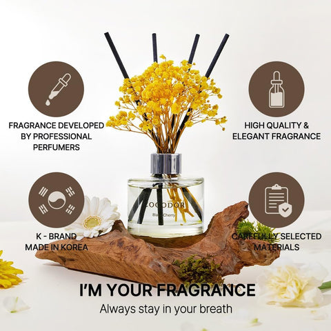 COCODOR Flower Reed Diffuser Set / 6.7oz / Cashmere Vanilla/Scent Diffuser with Sticks Home Fragrance Reed Diffuser for Bathroom Shelf Decor
