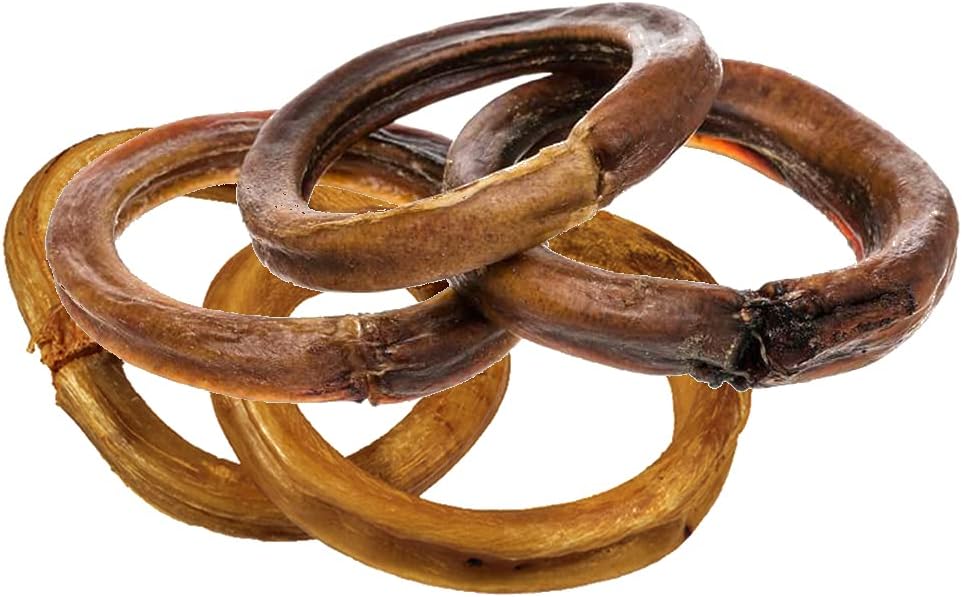 hotspot pets Bully Stick Rings for Dogs - (20 Pack) 4" Premium All Natural Long Lasting Twisted Beef Pizzle Dog Chew Treats, Low Odor - Grain Free Fully Digestible Rawhide Alternative - Thick Circles
