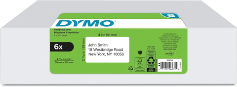 DYMO Authentic LW Large Shipping Labels DYMO Labels for LabelWriter Label Printers, 2-5/16" x 4, Print Up to 6-Line Addresses, 6 Rolls of 300 (1800 Total)