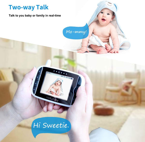 HelloBaby Baby Monitor with 2 Cameras and Audio, No WiFi, 3.2" Screen
