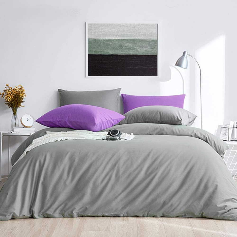 FLXXIE 2-Pack Microfiber Queen Pillow Cases, Envelope Closure, Dark Grey