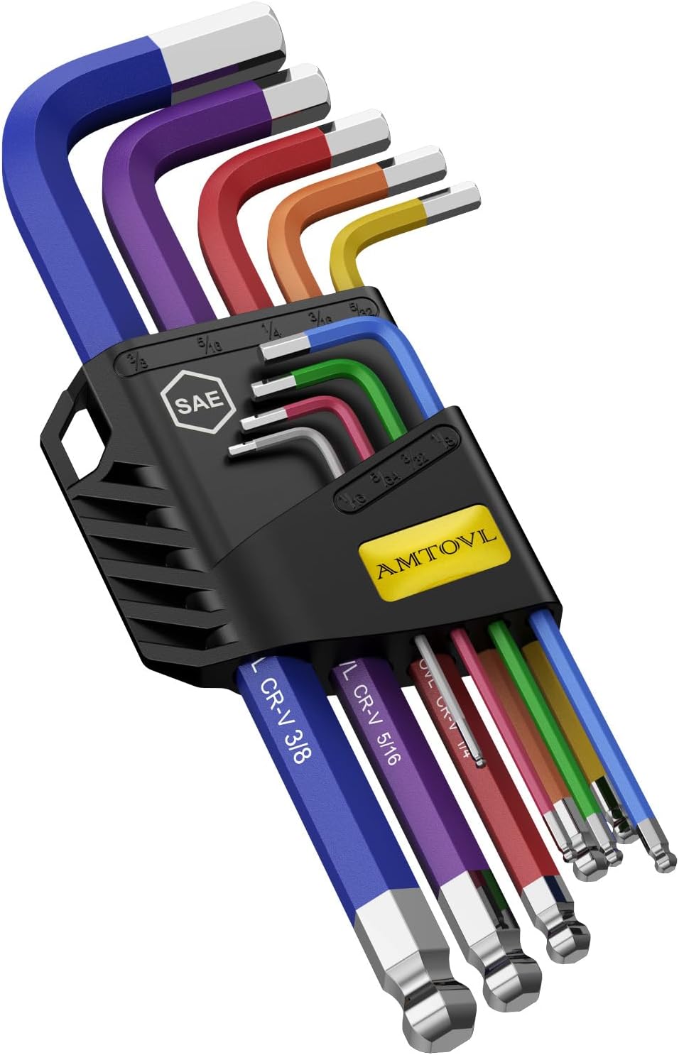 AMTOVL Hex Key Set, 9PCS Imperial Allen Key Set, 1/16-3/8Inch,Long Ball End