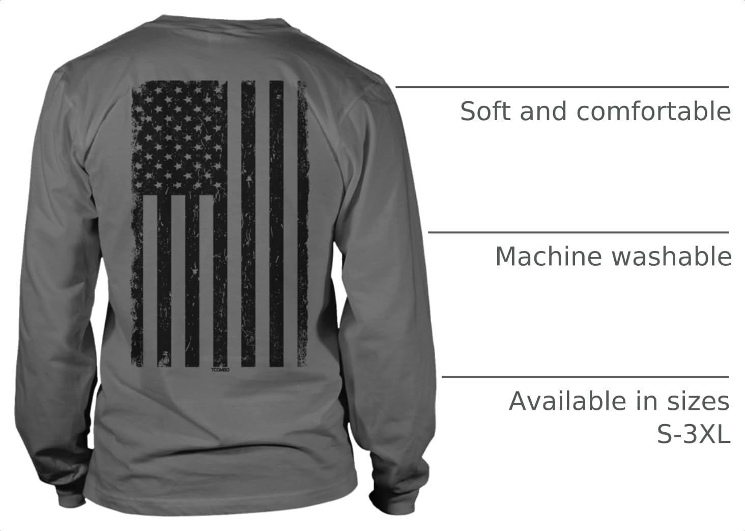 Distressed Black USA Flag - United States Unisex Long Sleeve Shirt