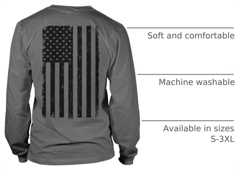 Distressed Black USA Flag - United States Unisex Long Sleeve Shirt