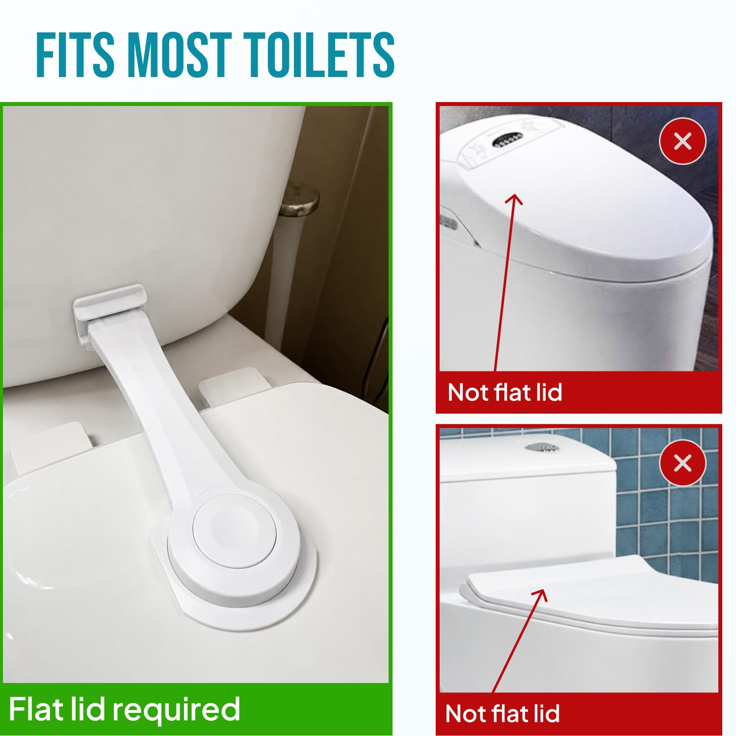 Upgraded Toilet Lock Baby Proof (2 Pack) - Toilet Seat & Lid Lock Kit