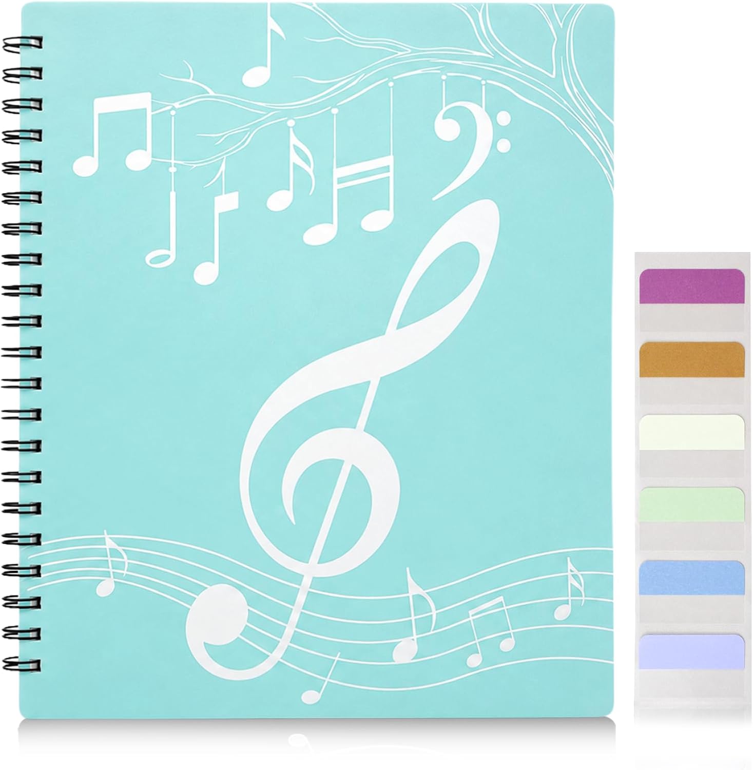 Sheet Music Folder 1 Pack, 40 Sleeves Hold 80 Pages, Easy to Annotate Pages, Music Binder with Spiral Binding that Stays Open and Lays Flat, Includes Label (Blue)