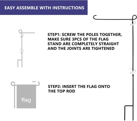 YEAHOME 2PC Garden Flag Stand Holder, Metal Premium Yard Flag Holder Weather-Proof, Powder-Coated Flagpole, Christmas Garden Flag, Winter Garden Flag, American Flag, Outdoor Garden Decor Decoration