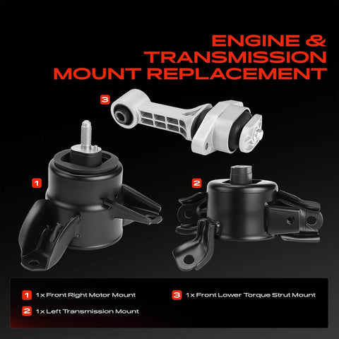 A-Premium Engine Motor and Transmission Mount Kit, with Torque Strut Mount