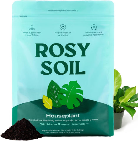 Rosy Soil Houseplant Potting Soil, Organic Indoor Potting Mix, 4 Quarts