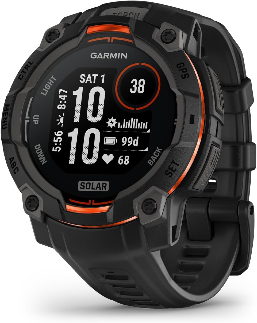 Garmin Instinct® 3 Solar, Rugged GPS Smartwatch, 45mm, Black