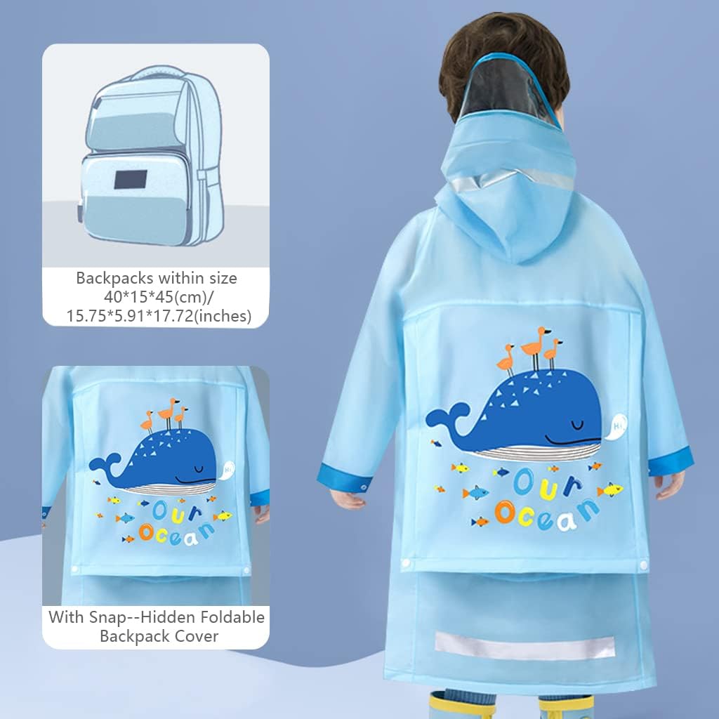 Kids Raincoat Toddler Rain Poncho Girls Boys Rain Coat Hooded Waterproof Rain Jacket Children Rain Suit 2-8 Years