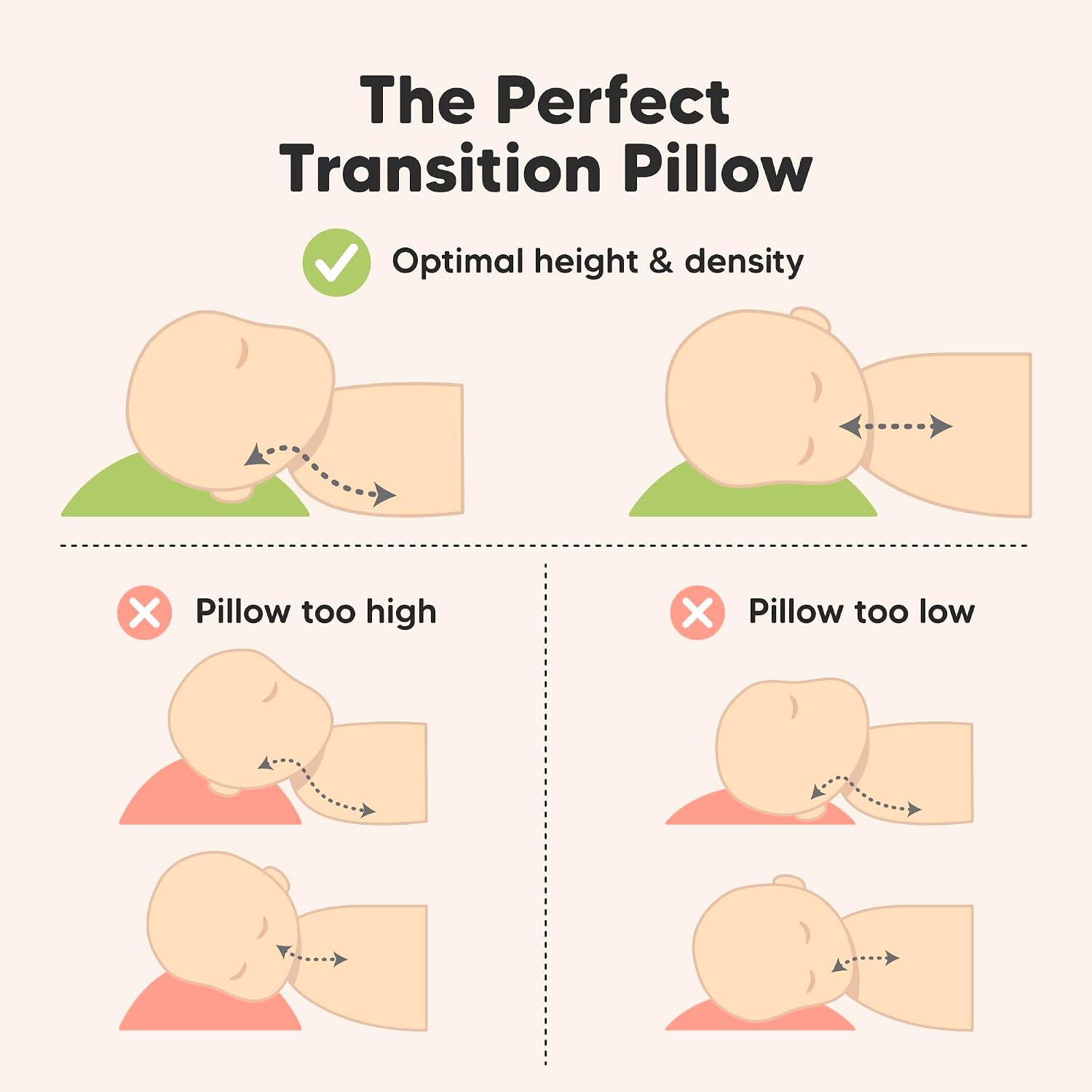 KeaBabies Toddler Pillow with Pillowcase, 12x18 Kids Pillows, Mist Pink