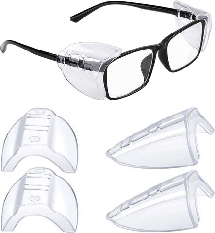 MELASA Safety Glasses Side Shields for Glasses, Slip on Clear Eye Glasses