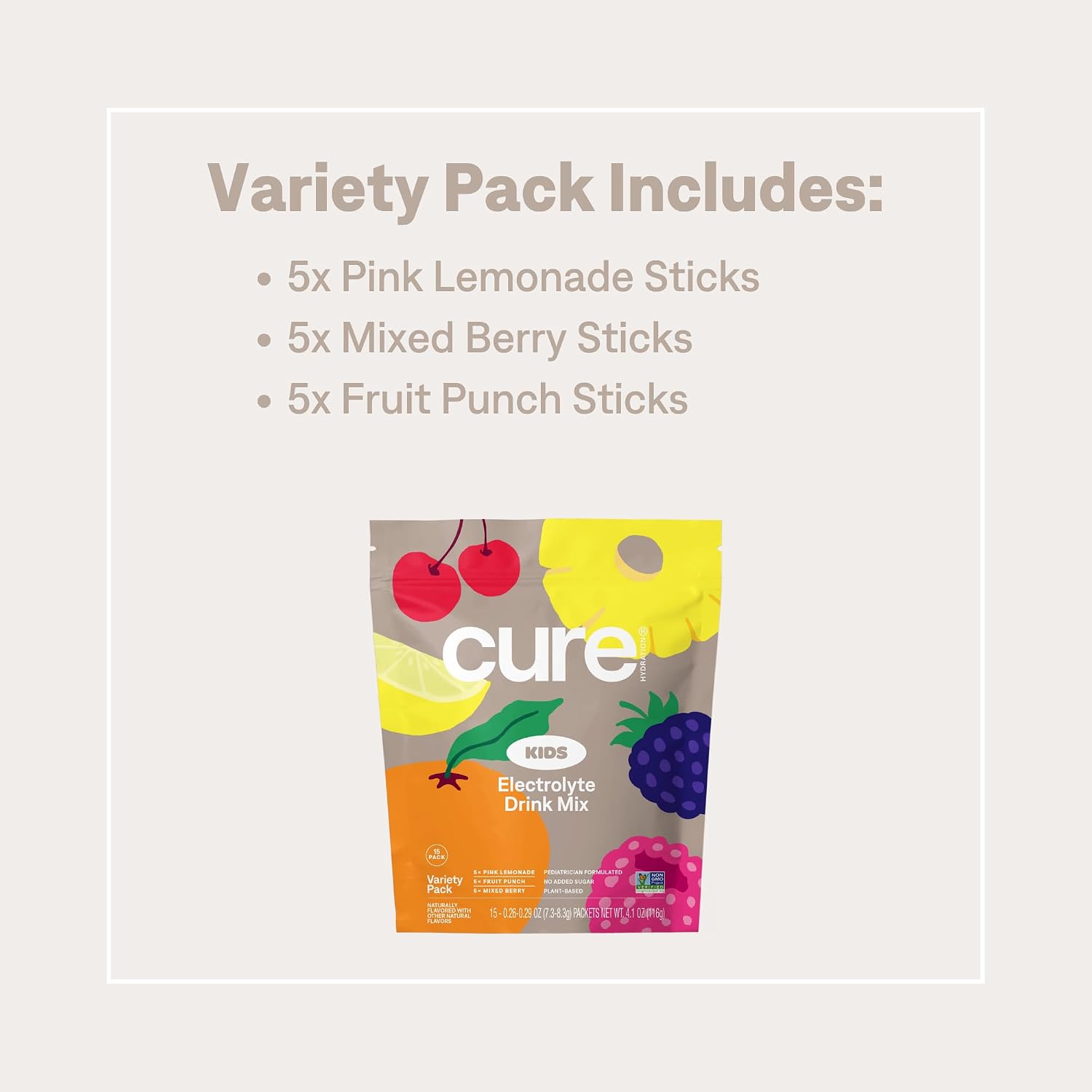 Cure Hydration - Kids Electrolyte Drink Powder Variety Pack 15 Packets