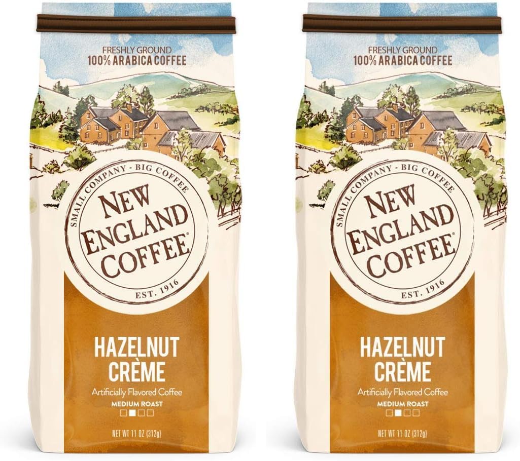New England Coffee Hazelnut Crème Ground Coffee 11oz (Pack of 6)