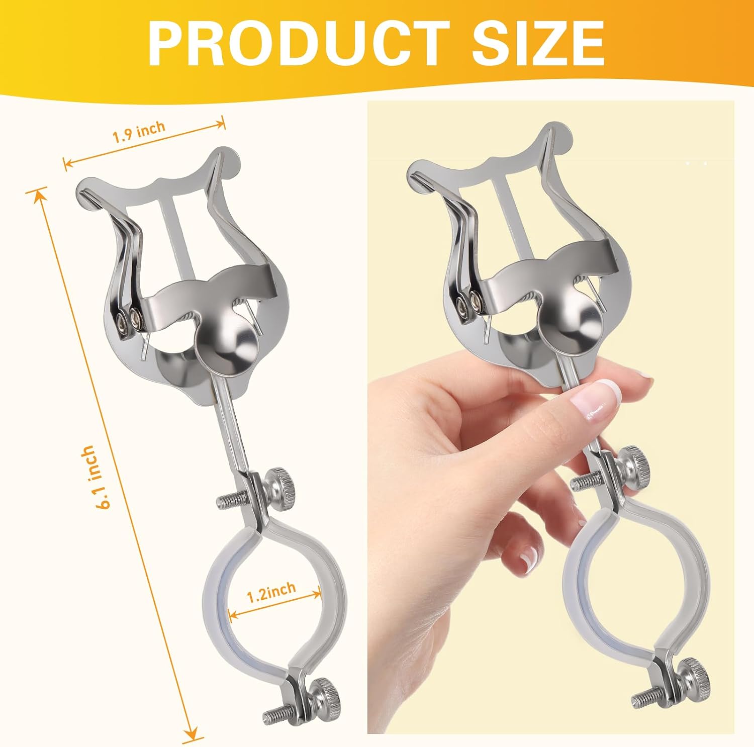 Clarinet lyre,2 Pack Silver Clarinet Lyre Holder for Marching Band,6.02Inch Clarinet Oboe Sheet Music Clip and Flip Folder,General Musical Instruments Accessories