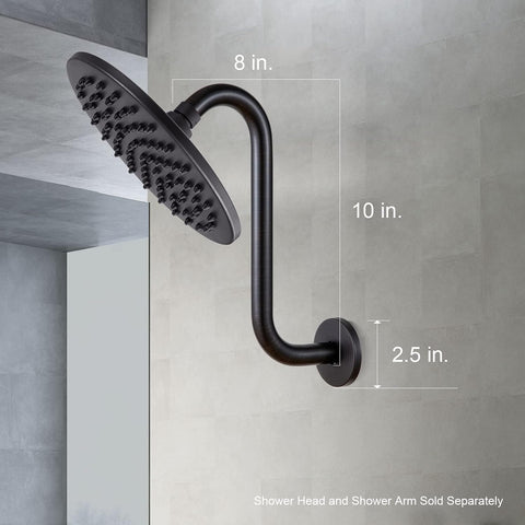 OFFO Shower Head Extension Arm 10 in, Oil Rubbed Bronze S Shaped Arm With Flange High Rise Goose Neck Shower Extension