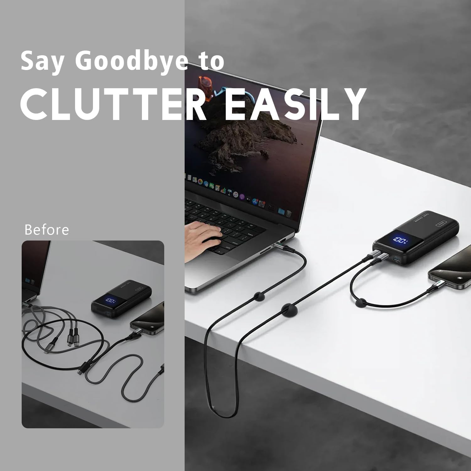 SmiLife Cable Clips, Phone Cord Organizer for Wire Management, Black 9 PCS