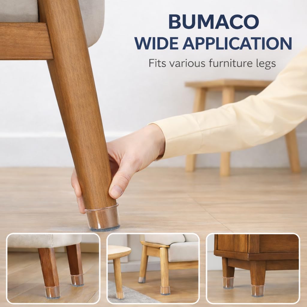 BUMACO 40Pcs Chair Leg Floor Protectors for Hardwood Floors Anti-Scratch