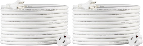 Amazon Basics Extension Cord, 13 Amps, 125V, 20 Foot, White, 2-Pack