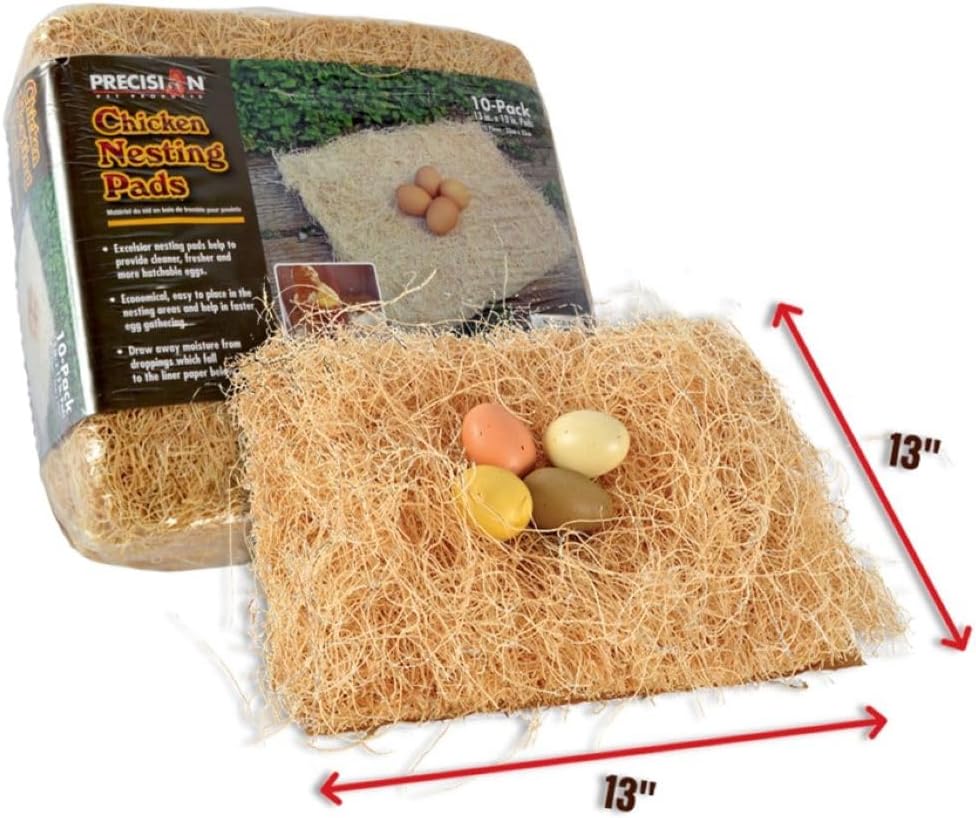 PRECISION PET Chicken Nesting Pads by Petmate, 13"x13", 10-Pack, Beige