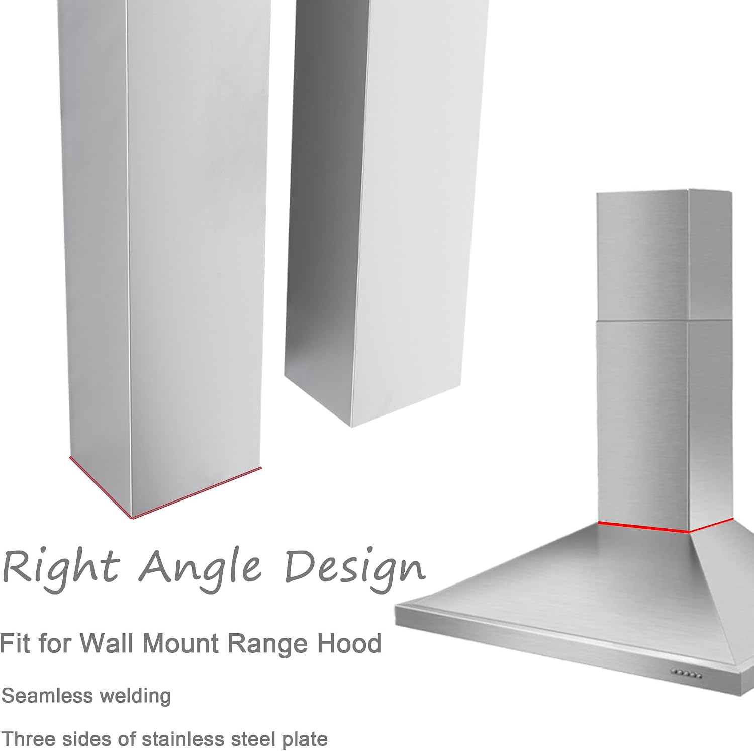 Wall Mount Range Hood Cover Extension Retractable Adjustable Kitchen Fan Chimney Vent Extender Duct Stainless Steel Upper and Lower 8 1/4"(W) x6. 7"(D) x 31 1/2~63"(H)