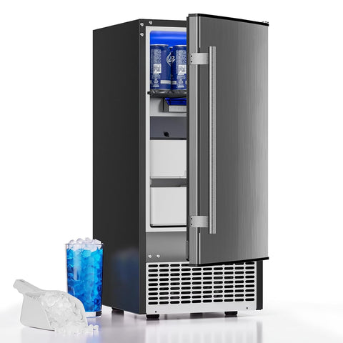 COTLIN 2-in-1 Under Counter Nugget Ice Maker with Beverage Refrigerator