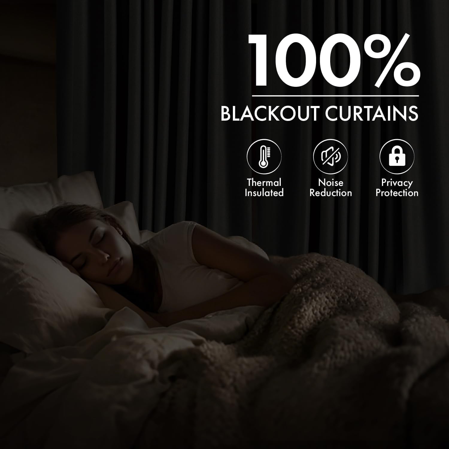 MIULEE 100% Blackout Linen Curtains for Bedroom 40W x 90L Oatmeal 2 Panels