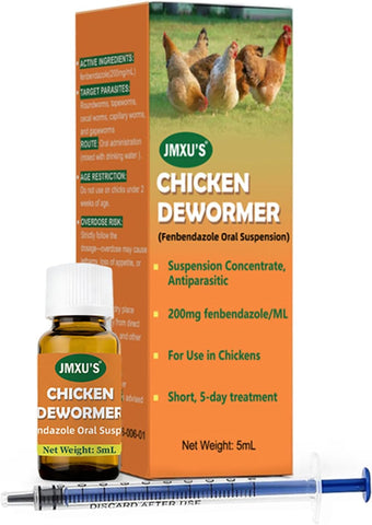 Chicken Dewormer Fenbendazole Oral Suspension, Chicken Antiparasitic, 5 ml
