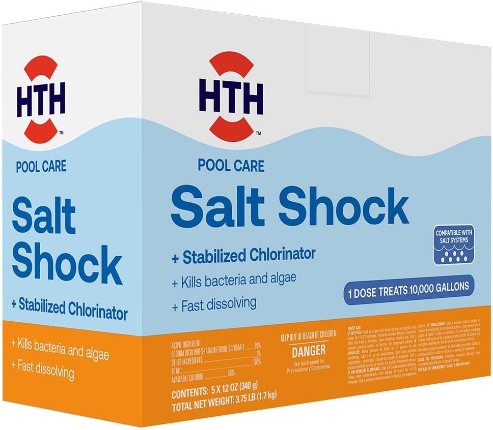 HTH 52047, Swimming Pool Care Salt Shock, 5x12oz Packets