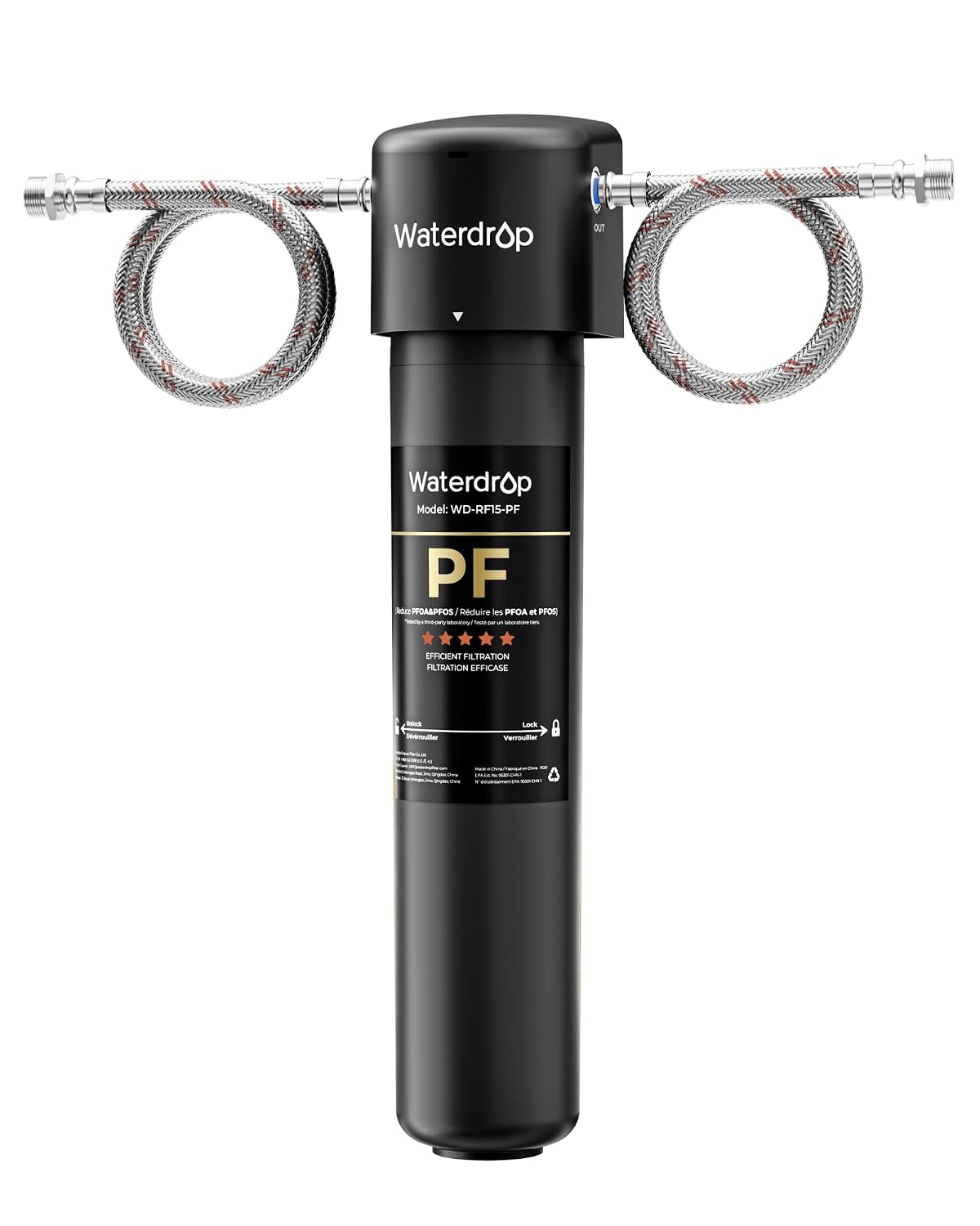 Waterdrop 15UA-PF Under Sink Water Filter System, Reduce 80+ Impurities
