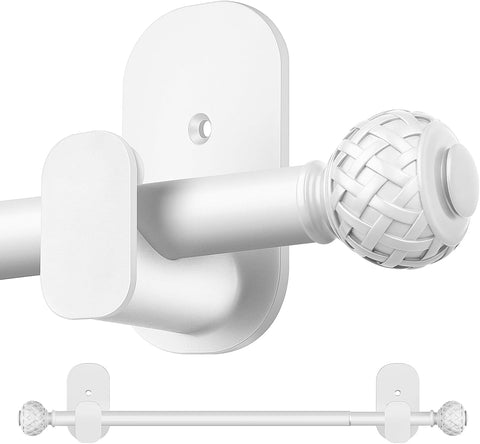 TONIAL Curtain Rods No Drilling for Windows, 16-30 In Adjustable, White