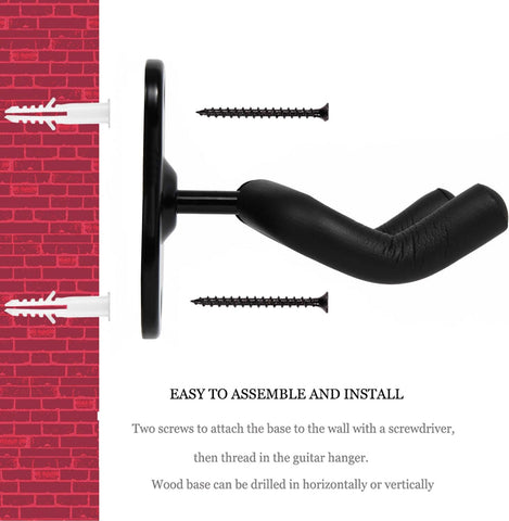 WOGOD Guitar Wall Mount Hangers Hook Holder Stand (1Pack-Black …