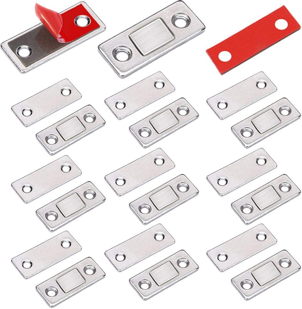 Cabinet Door Magnets Jiayi 10 Pack Ultra Thin Magnetic Door Catch Stainless Steel Drawer Magnet Catch for Sliding Door Closure Kitchen Cabinet Closer Cupboard Closet Door Magnetic Latches Hardware