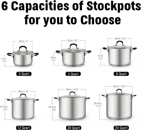 Cook N Home Professional 20 Quart Stainless Steel Stock Pot with Lid
