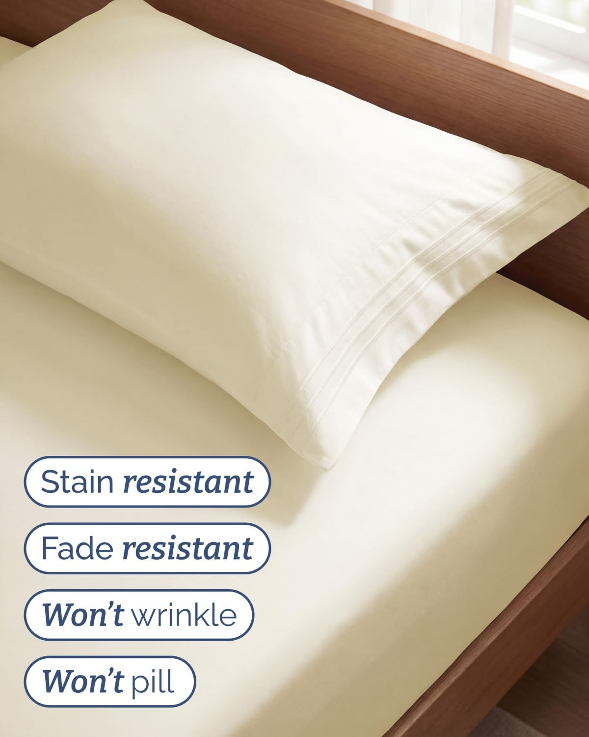 Twin Size 3 Piece Sheet Set - Comfy Breathable & Cooling Sheets - Off White
