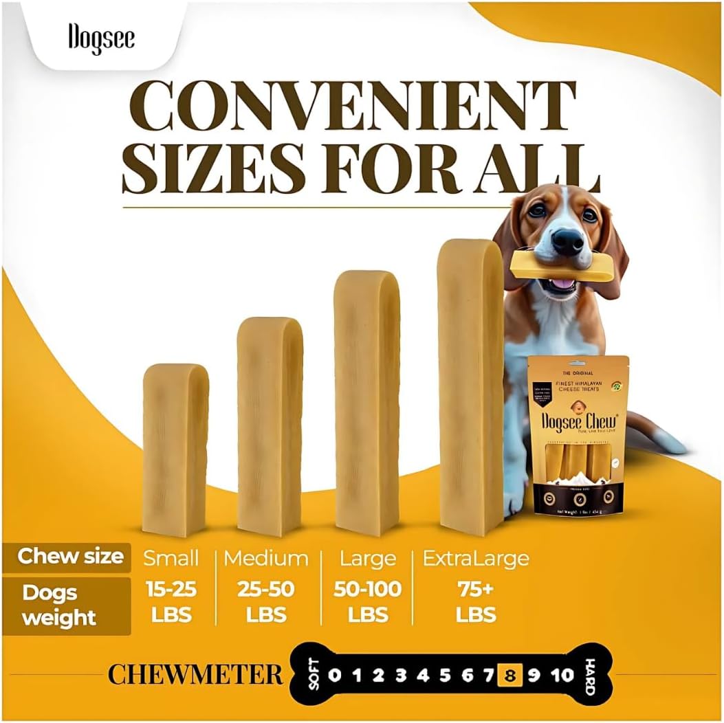 Dogsee Himalayan Yak Chews (XL - 6 Chews) | Yak Chews for Large Dogs | Dog Treats | Helps Joint Pain | Rawhide-Free