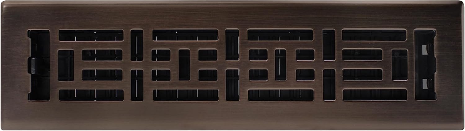 Decor Grates AJH212-RB Oriental Floor Register, 2x12 Inches, Rubbed Bronze Finish