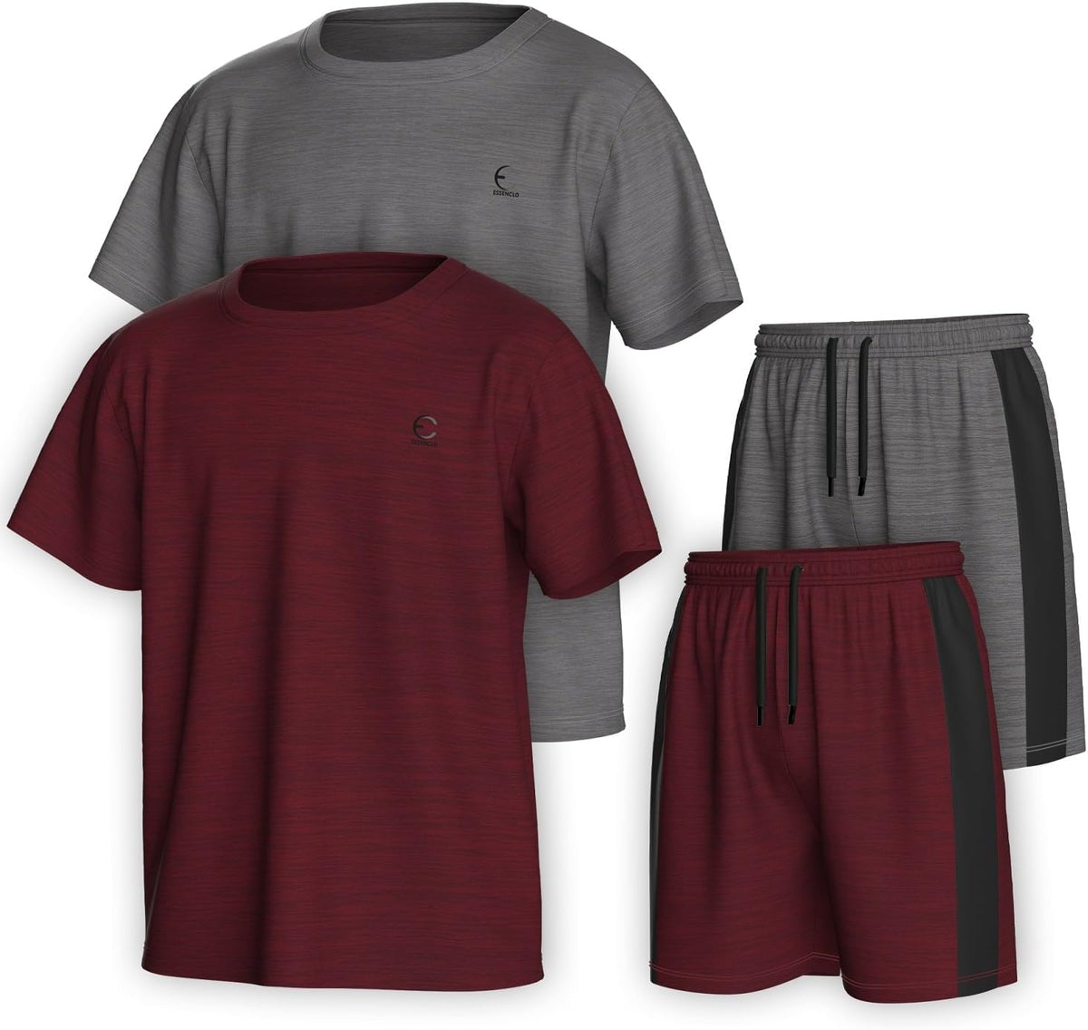 Boys Performance Crew Neck T-Shirt & Athletic Shorts 4-Piece Set