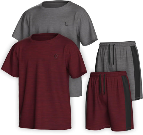 Boys Performance Crew Neck T-Shirt & Athletic Shorts 4-Piece Set