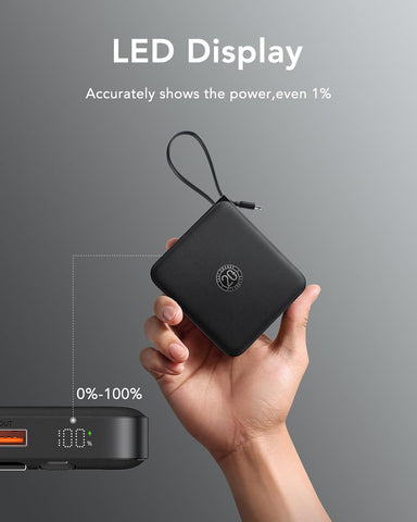 VRURC Portable Charger with Built-in Cables, 10000mAh 22.5W Fast Charging