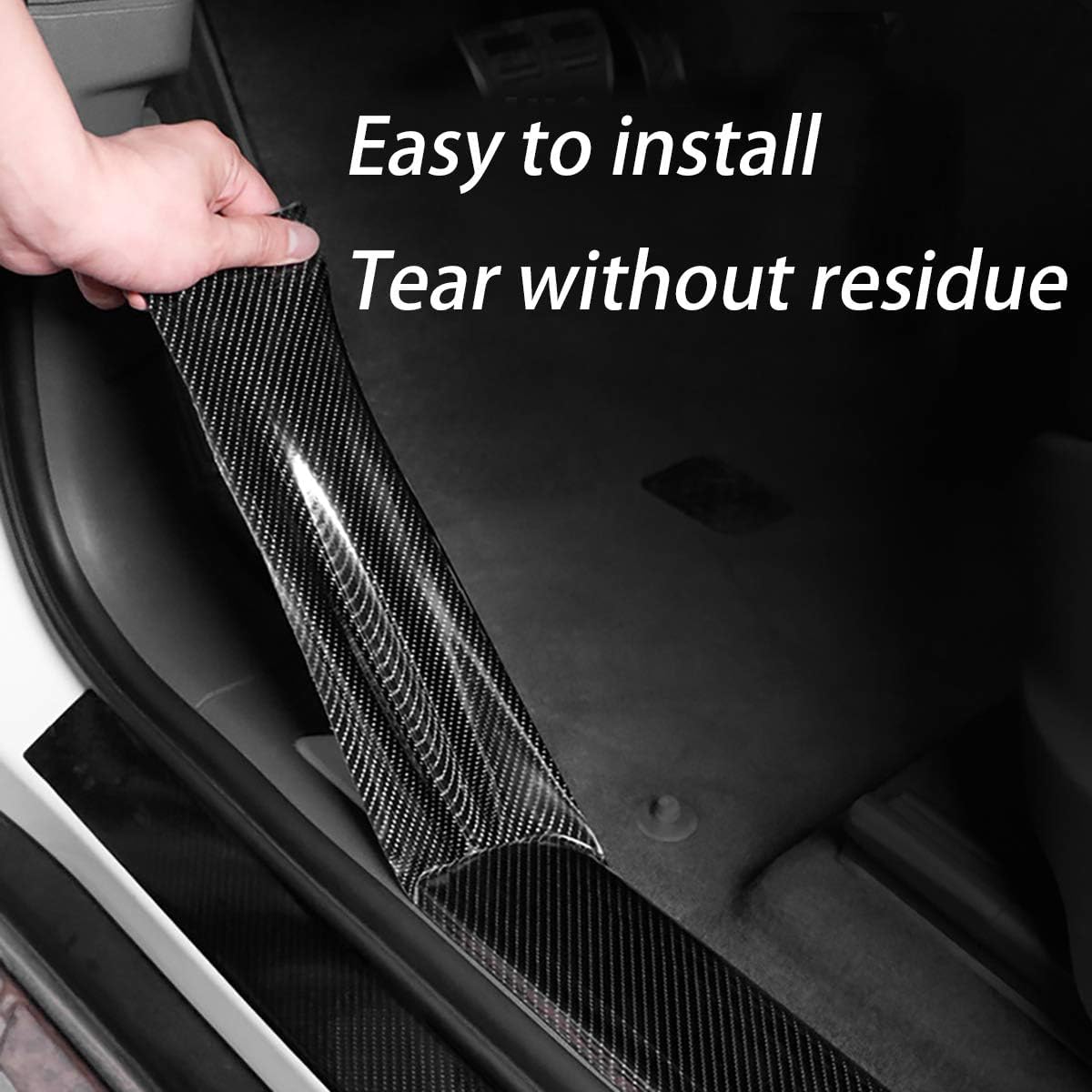 DGSL Car Door Edge Guards Door Sill Protector, 2.7In x 16.4Ft 5D Carbon Fiber Car Wrap Film, Vinyl Automotive Wrap Film Anti-Collision Fits for Most Car (Black)