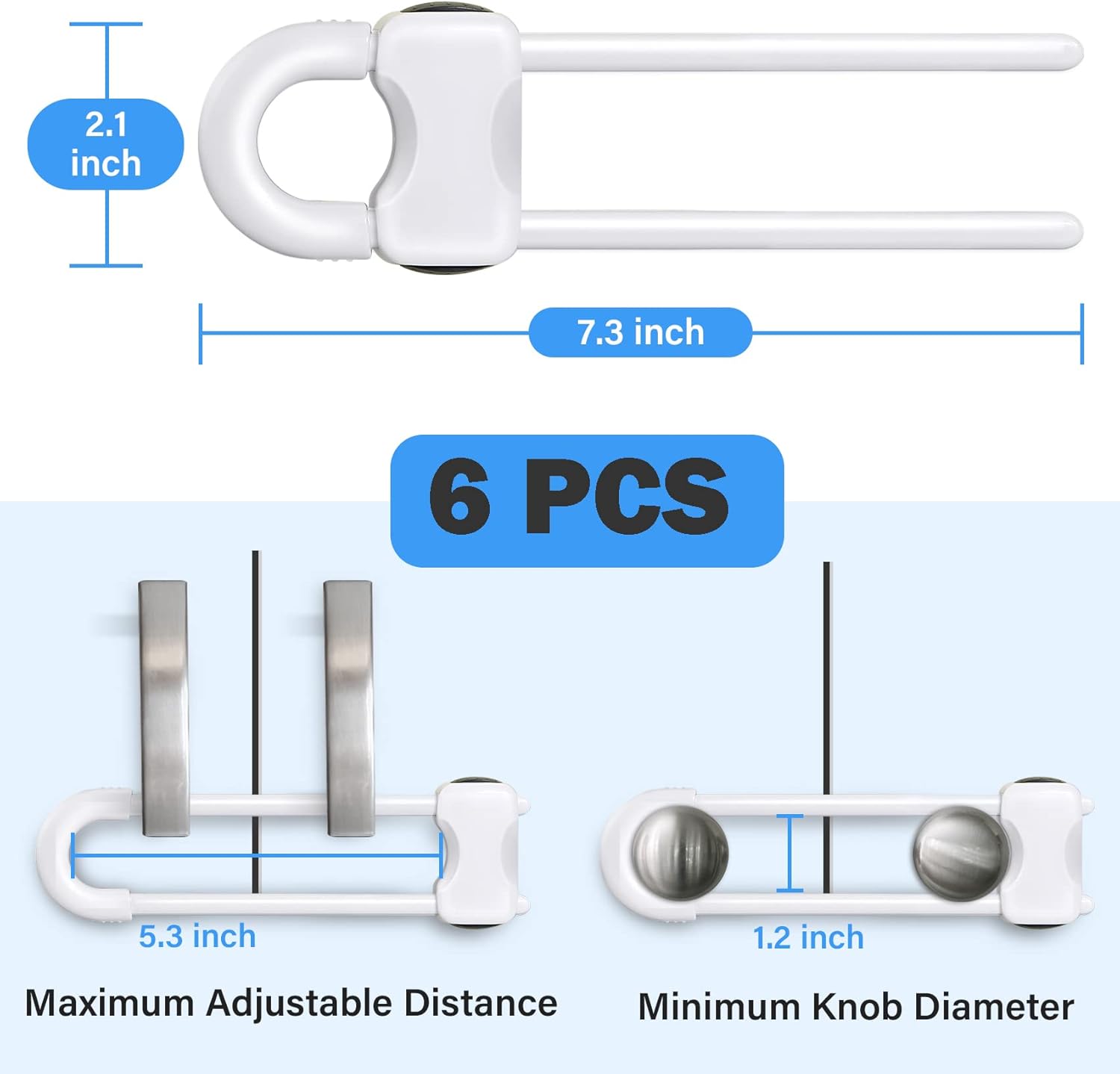 SPISPI Baby Proofing Cabinets,Cabinet Locks for Babies,Pack of 6,White