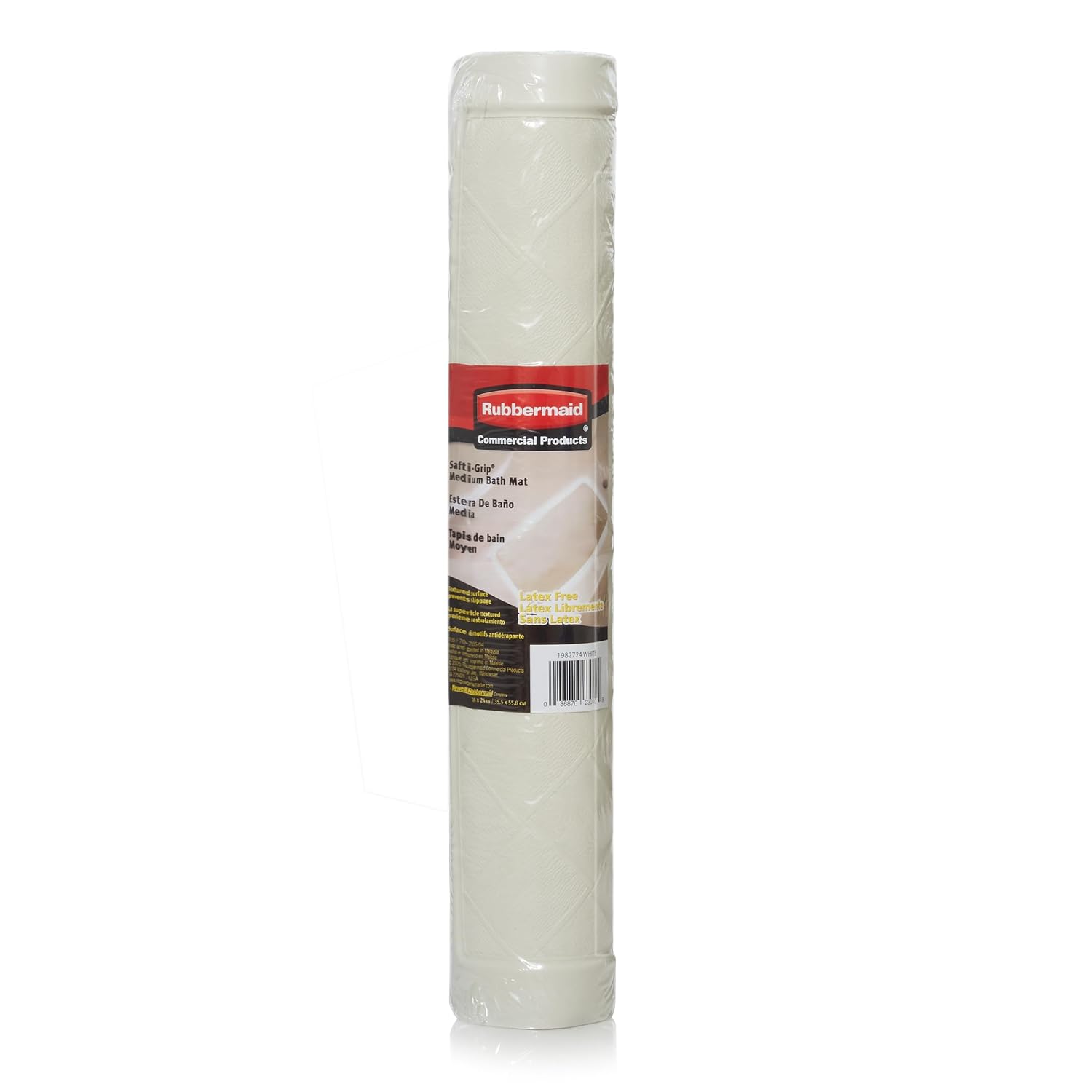 Rubbermaid Commercial Products Safti-Grip Bath Mat, Medium, White, Suction-Backed, Non-Slip for Commercial/Residential Use for Shower Stall/Bathtub/Bathroom