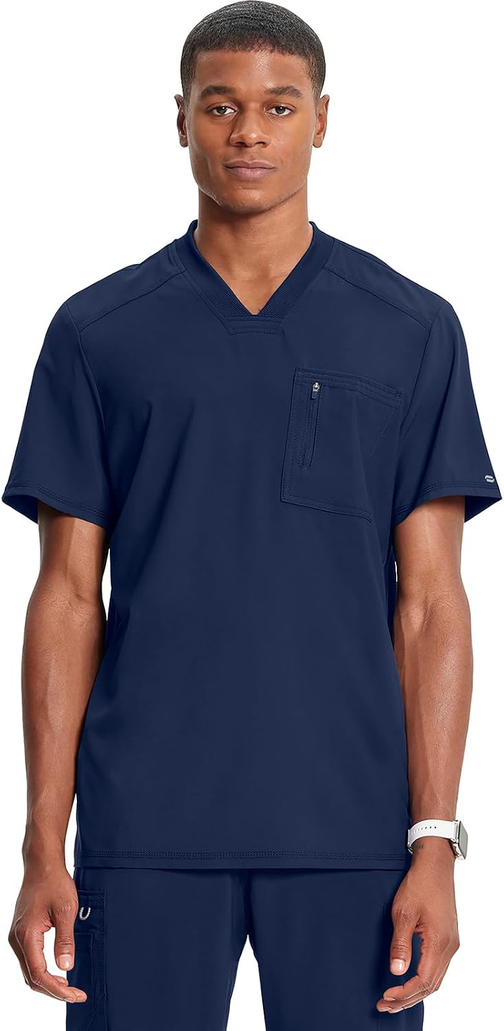 Cherokee Infinity Mens Scrubs Top V-Neck Modern Fit 2 Pocket 360° Stretch