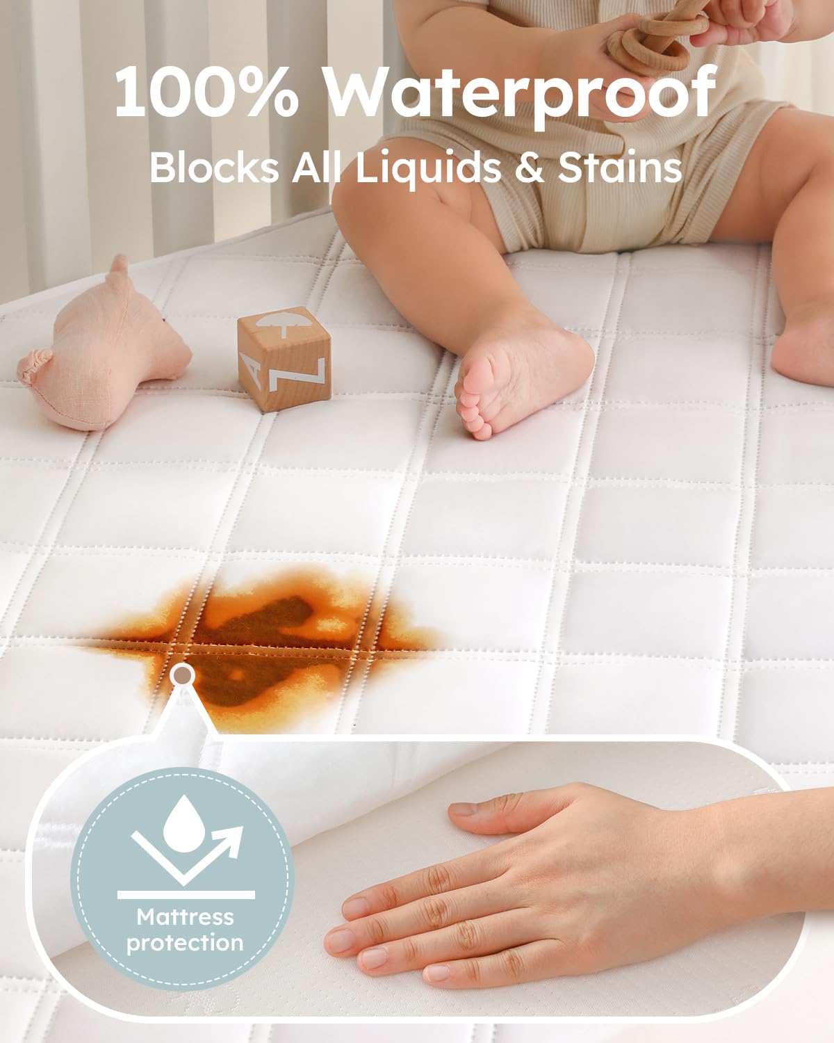Yoofoss Waterproof Crib Mattress Protector Sheets Fitted 2 Pack 52''x28''