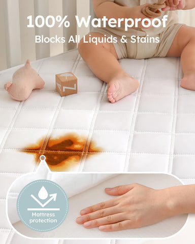 Yoofoss Waterproof Crib Mattress Protector Sheets Fitted 2 Pack 52''x28''