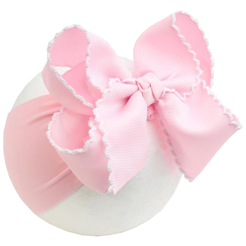 6'' Jumbo Pink Baby Girls Bow Headbands, Soft Nylon Headwraps