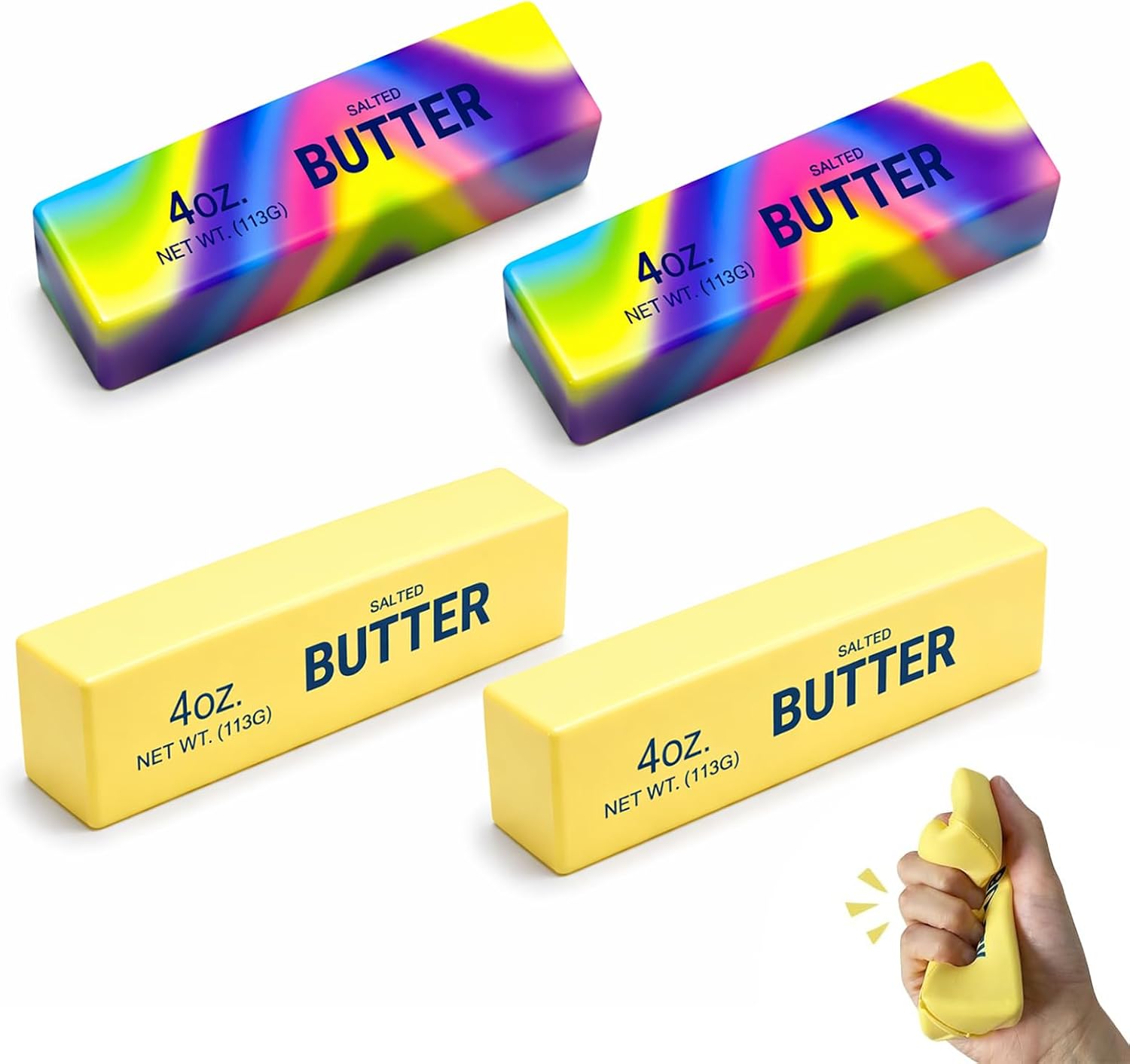 Butter Squishy Stress Toy,Soft Novelty Toy,Realistic Butter Stick Fidget, Slow Rising Soft Squeeze Toy for Adults Stress Relief & Anxiety Relief(4PCS)