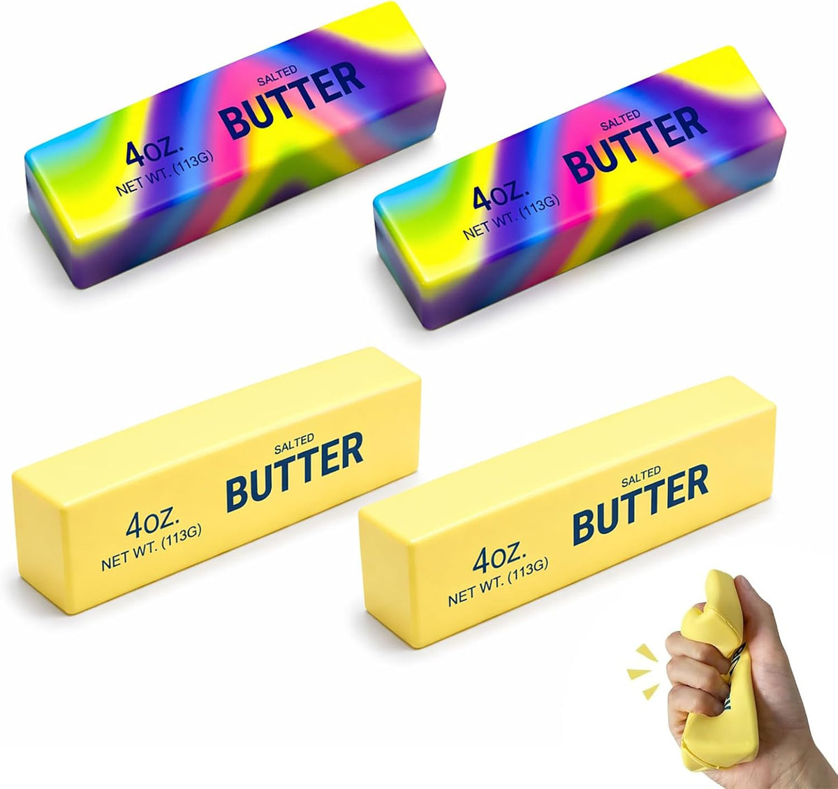 Butter Squishy Stress Toy,Soft Novelty Toy,Realistic Butter Stick Fidget, Slow Rising Soft Squeeze Toy for Adults Stress Relief & Anxiety Relief(4PCS)